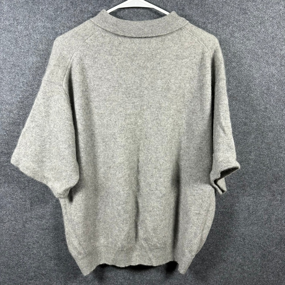 Woods & Gray Women's 100% Cashmere Short Sleeve Polo Sweater Light Gray XL - Picture 2 of 7